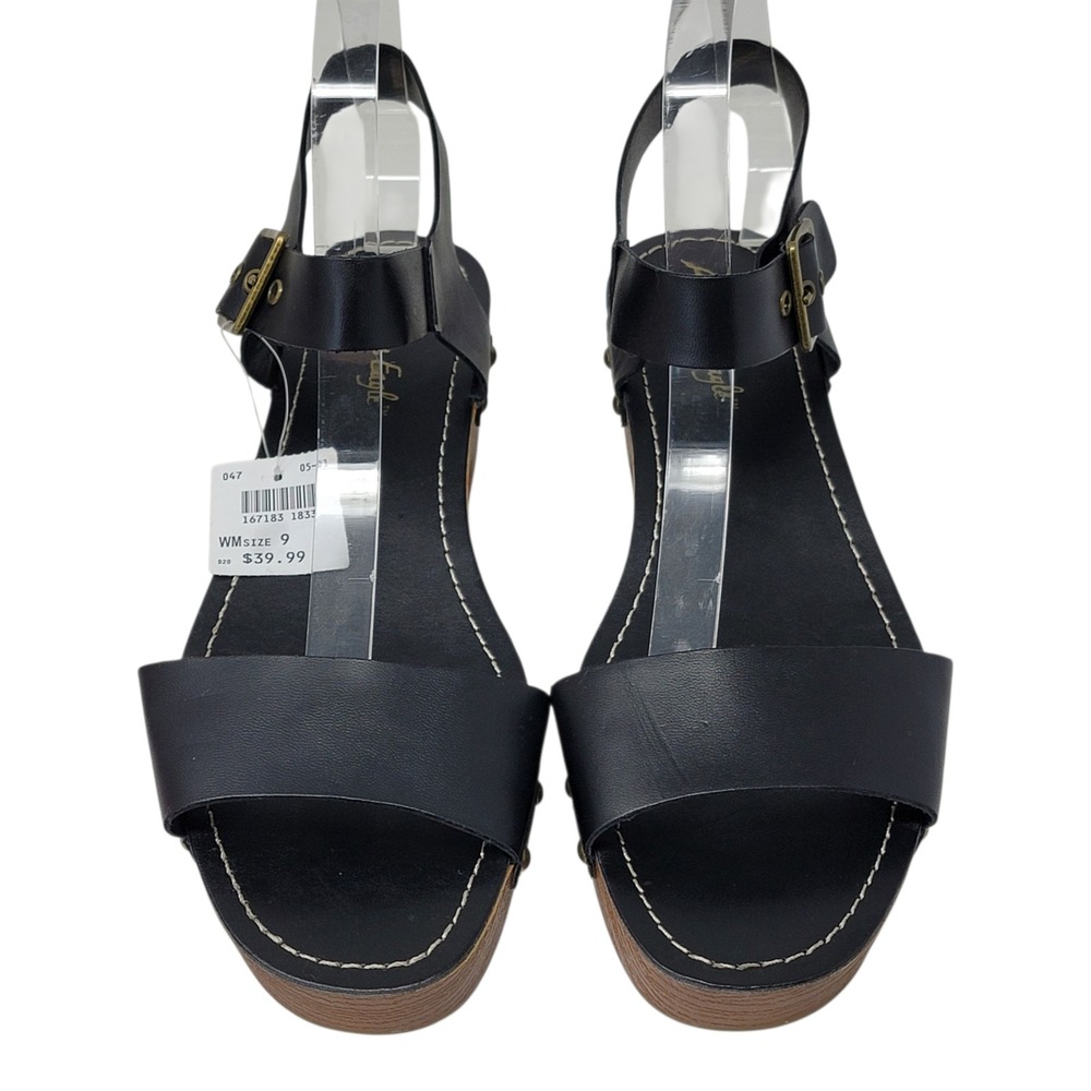 American‎ Eagle Sandals Size 9 Black Strappy Block Heel Studded Buckle Strap New - Picture 5 of 14